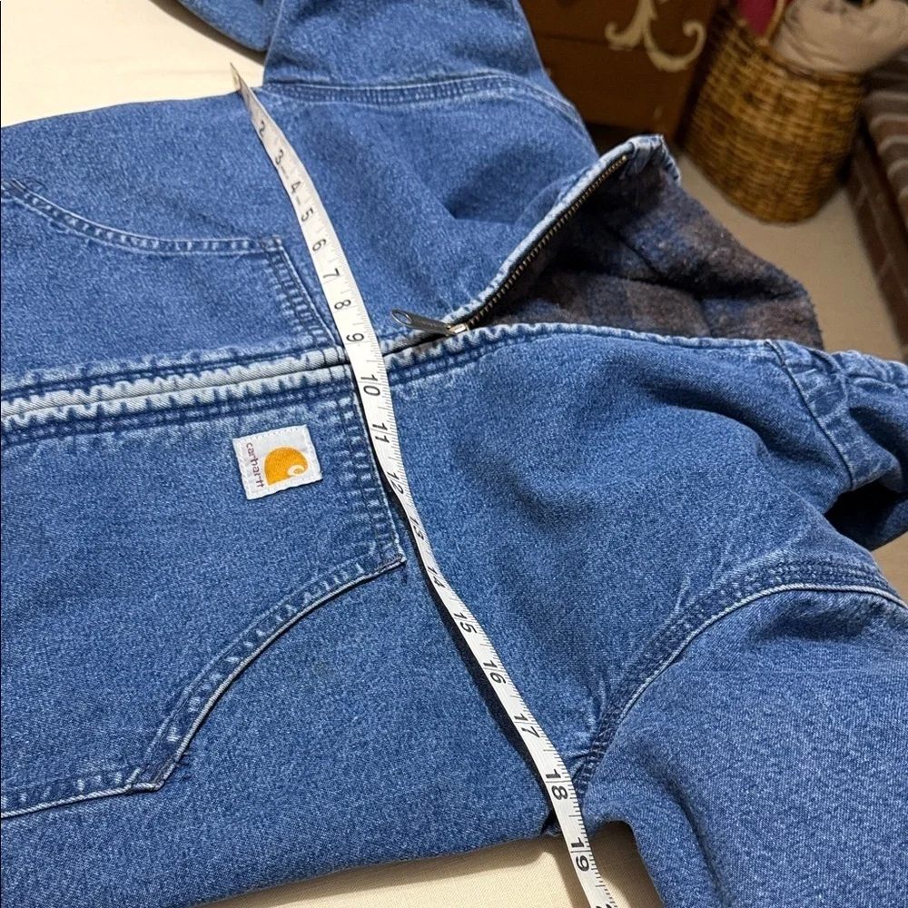 Vintage Carhartt Kids Hooded Denim Jacket, Size Medium 10/12.